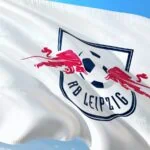 RB Leipzig club crest on a white flag
