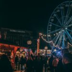 Liverpool Christmas market with Ferris wheel outside the Empire Theatre