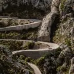 Winding mountain road through the Serra de Tramuntana in Mallorca
