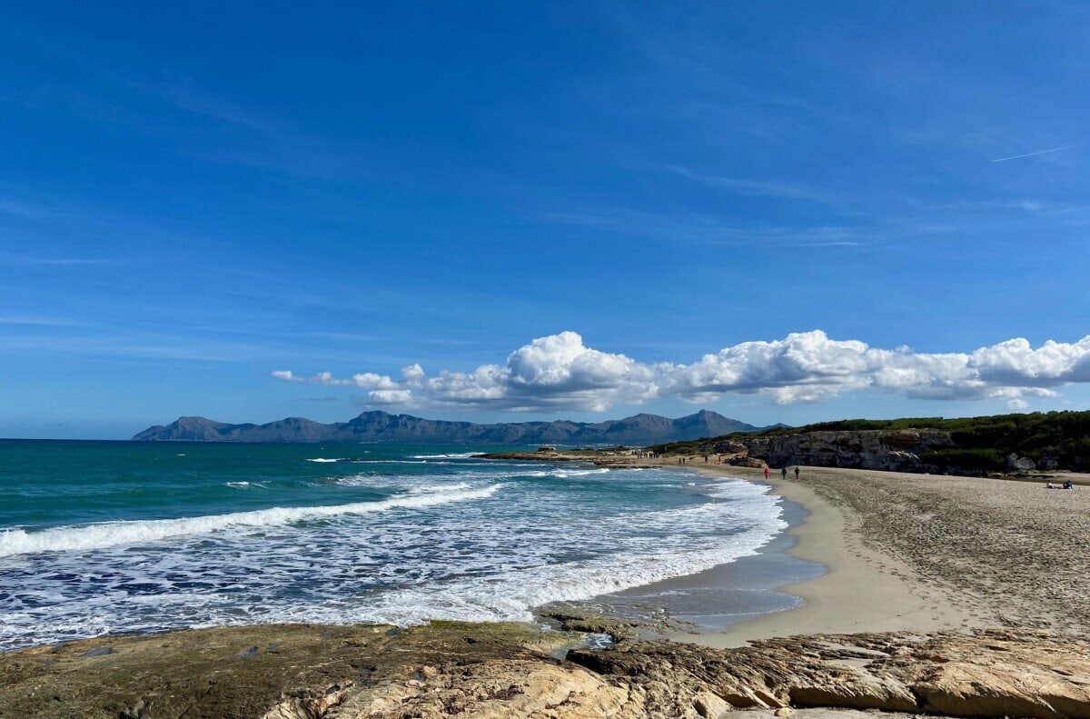 Sandy beach and turquoise sea on the coast of Mallorca