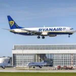 Ryanair aircraft landing at Munich Airport