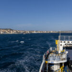 Car ferry approaching La Maddalena from Palau