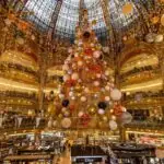 Large Christmas tree inside Galeries Lafayette in Paris