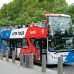 Open-top hop-on hop-off sightseeing bus in Paris