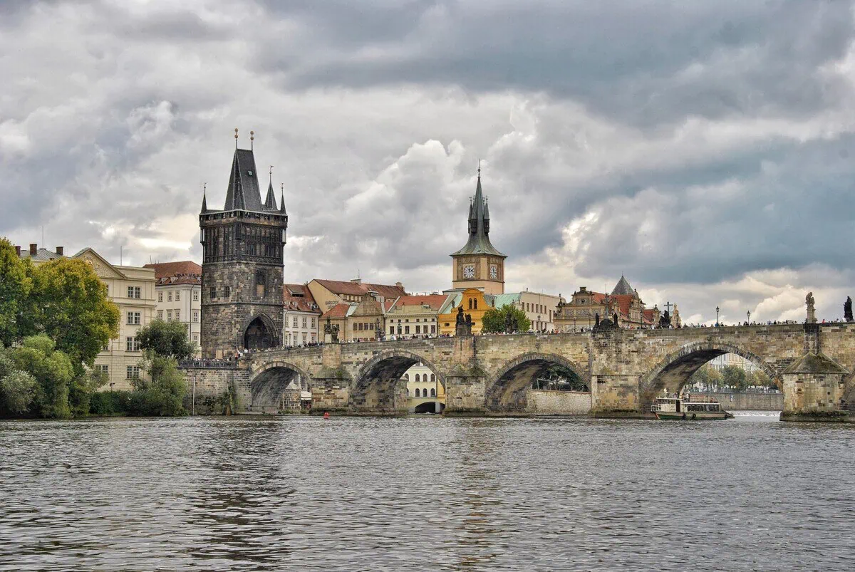 Charles Bridge crossing the Vltava River in Prague