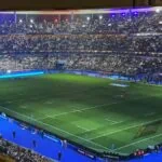 Inside the Stade de France during a rugby match in Paris