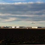 Aircraft taking off from Stuttgart Airport in Germany