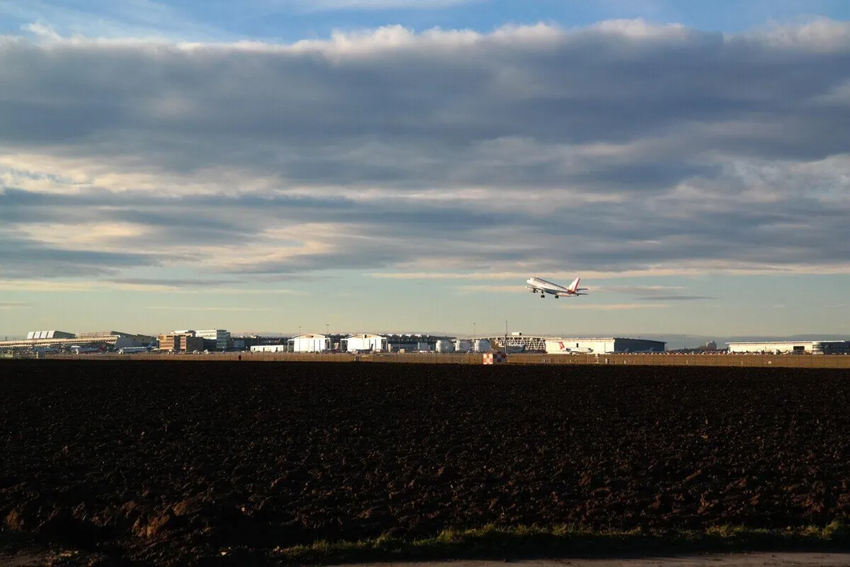 Aircraft taking off from Stuttgart Airport in Germany