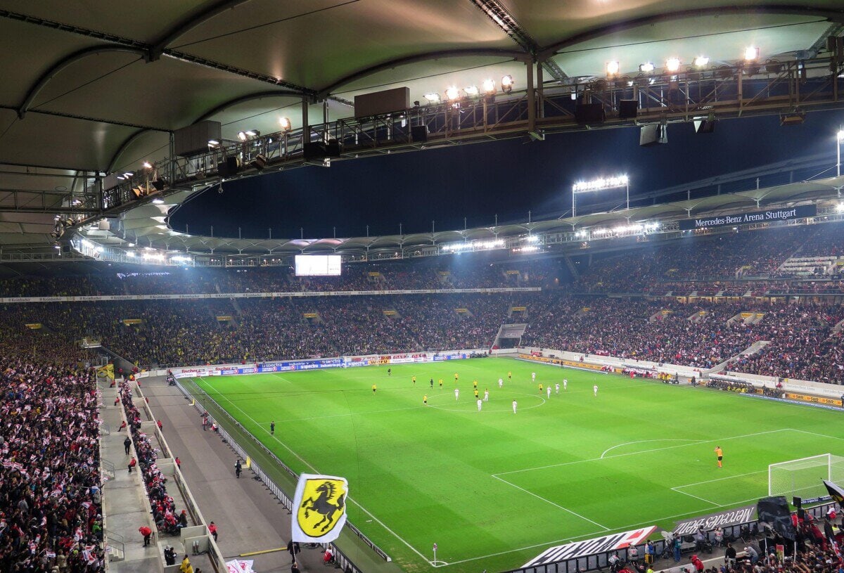 Inside Stuttgart's MHPArena during a football match