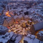 Tallinn Christmas market in the snow from above