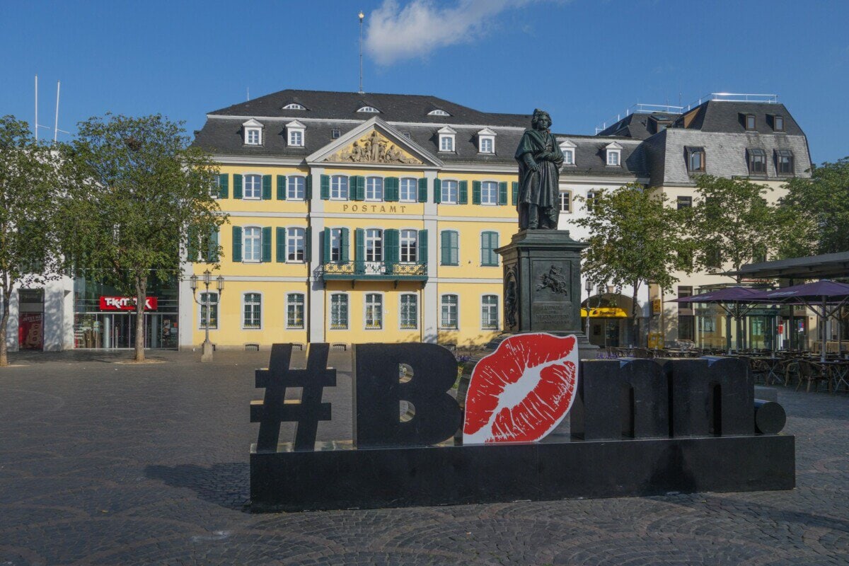 Beethoven monument in Münsterplatz in central Bonn