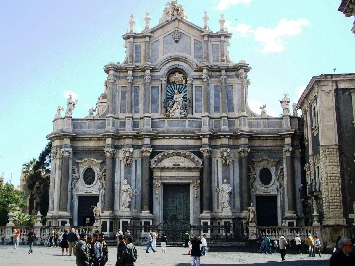 Baroque façade of Catania Cathedral of Saint Agatha in Piazza del Duomo