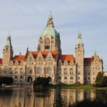 New Town Hall in Hanover reflected in the Maschpark pond