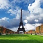 Eiffel Tower viewed from the Champ de Mars in Paris