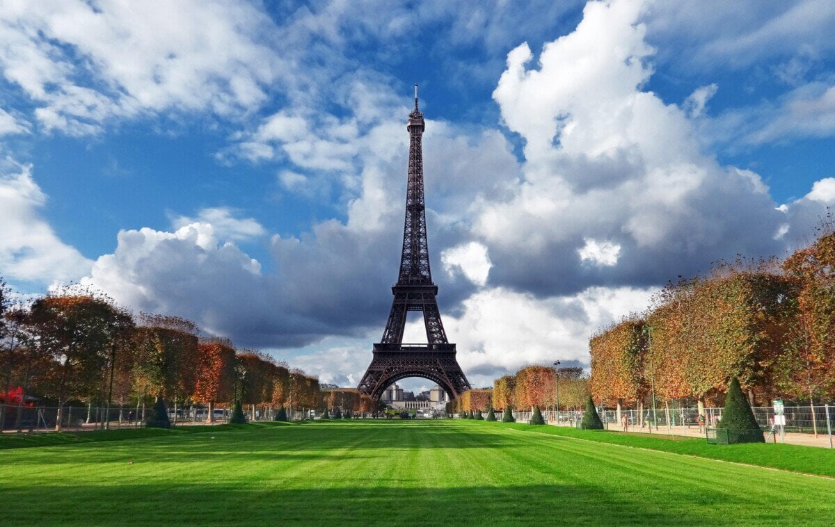 Eiffel Tower viewed from the Champ de Mars in Paris
