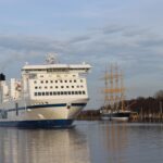 Passenger ferry at Travemünde harbour on the Baltic coast