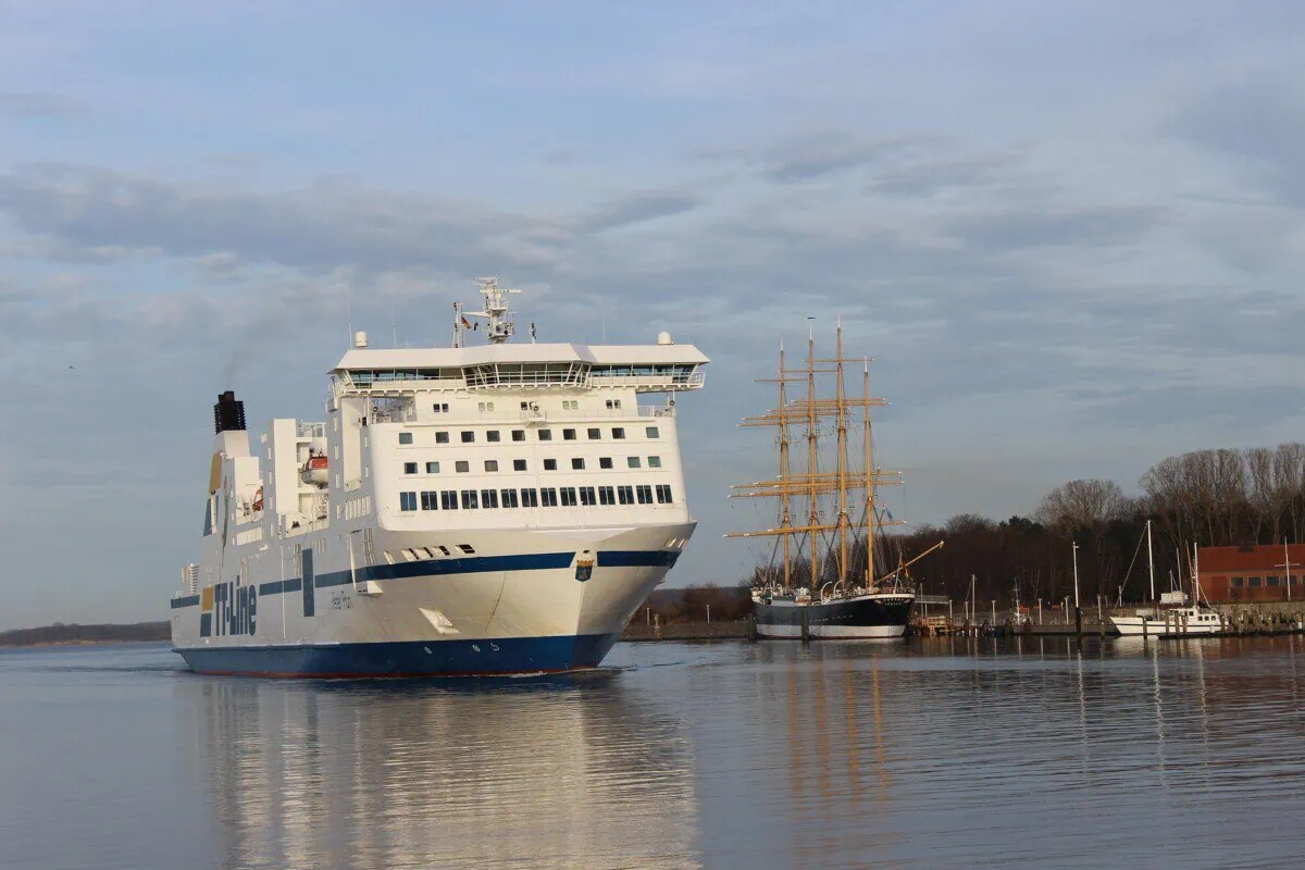 Passenger ferry at Travemünde harbour on the Baltic coast