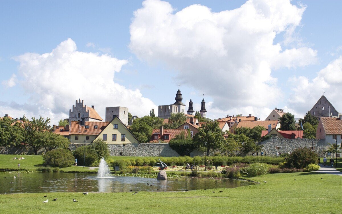 Visby medieval old town and city walls on Gotland, Sweden